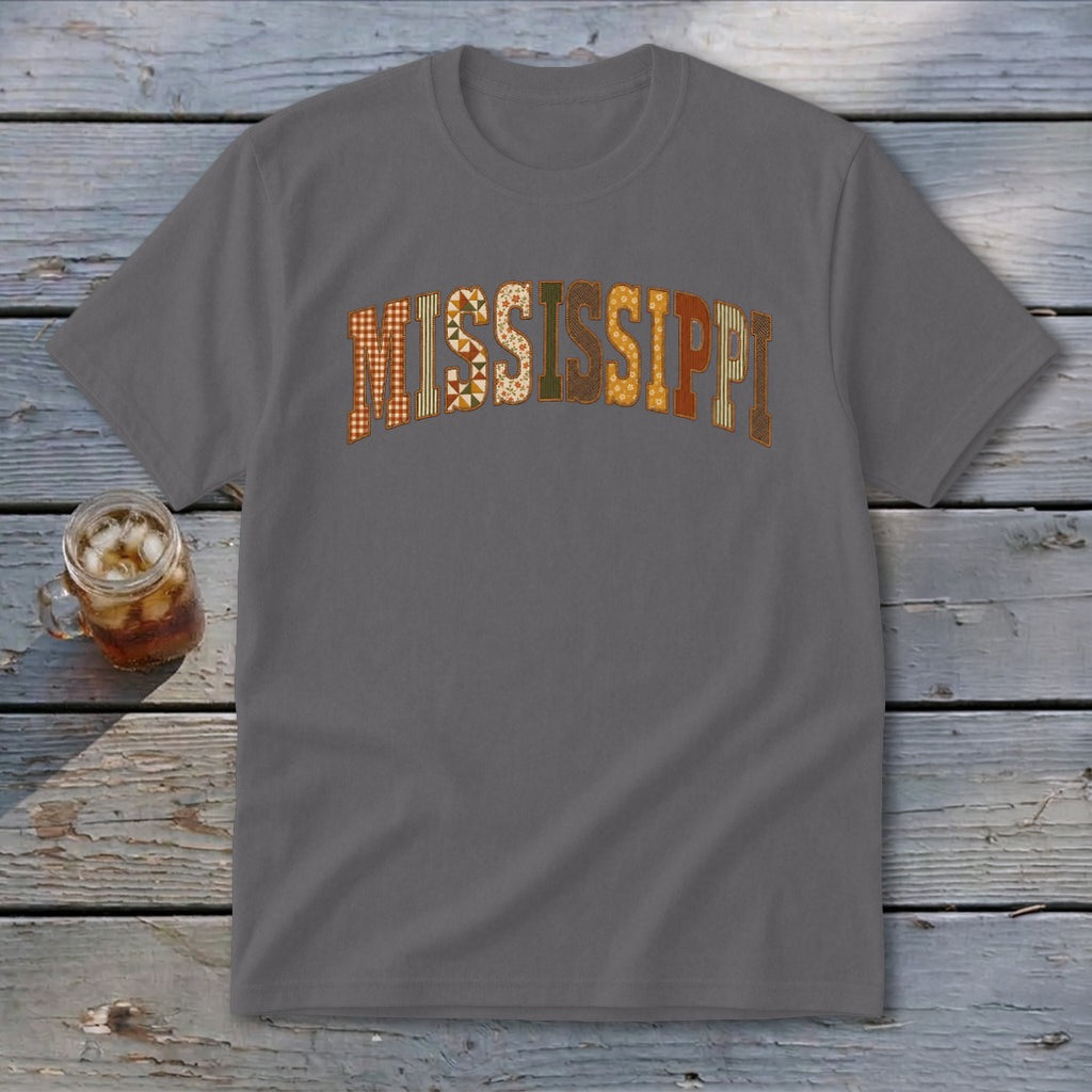 Mississippi Faux Embroidery Letters Youth Tee