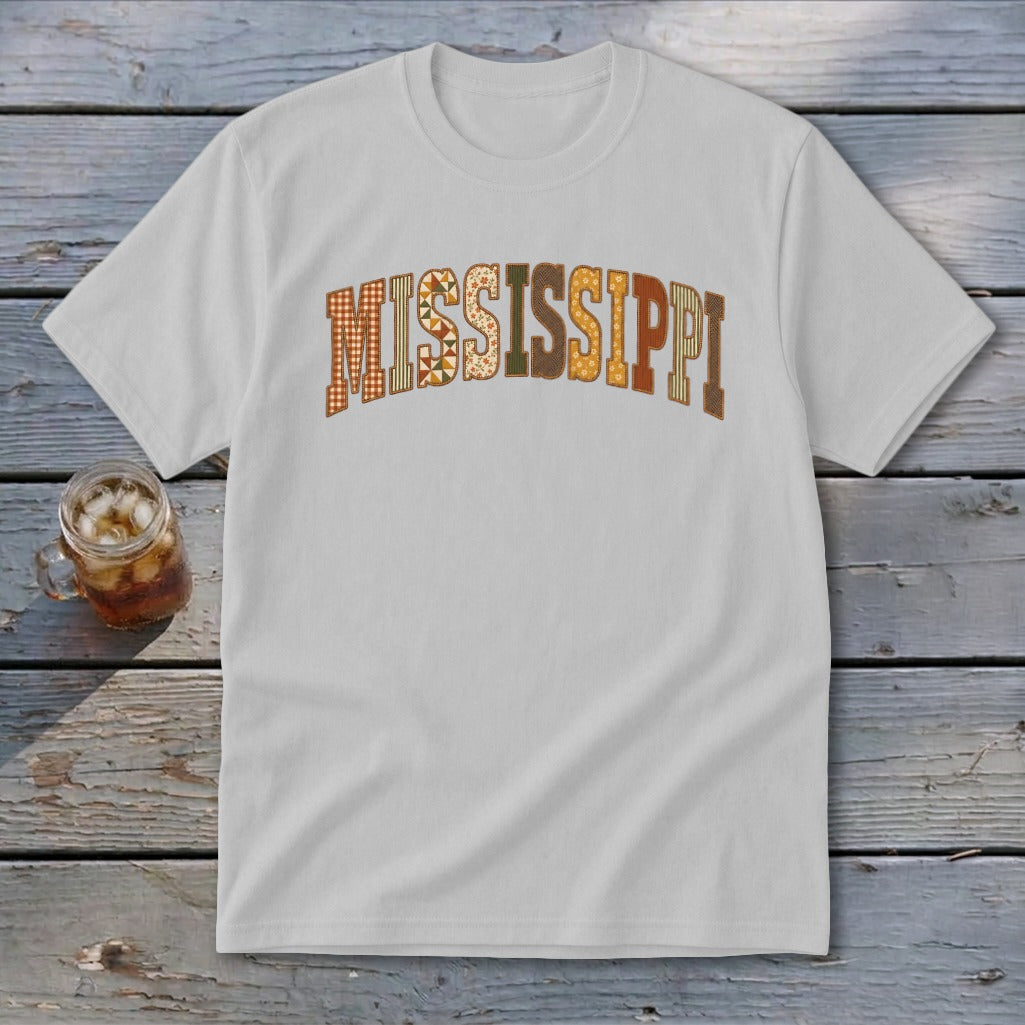 Mississippi Faux Embroidery Letters Youth Tee