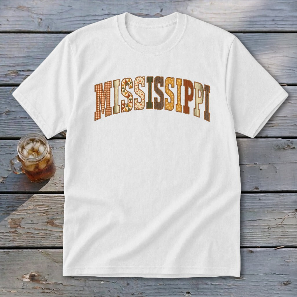 Mississippi Faux Embroidery Letters Youth Tee