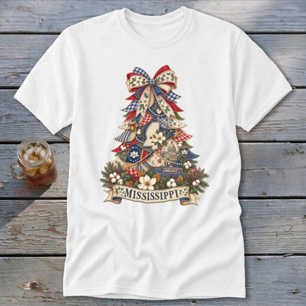 Mississippi Faux Patchwork Christmas Tree Classic Tee
