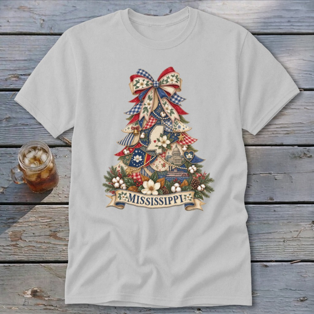 Mississippi Faux Patchwork Christmas Tree Classic Tee
