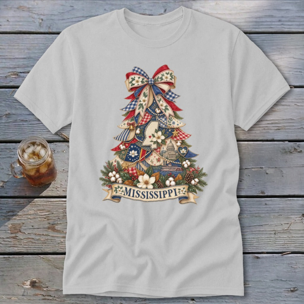 Mississippi Faux Patchwork Christmas Tree Classic Tee