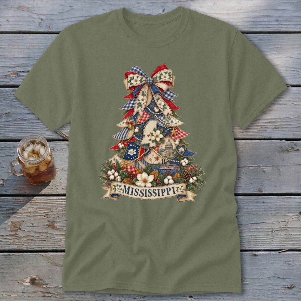Mississippi Faux Patchwork Christmas Tree Classic Tee