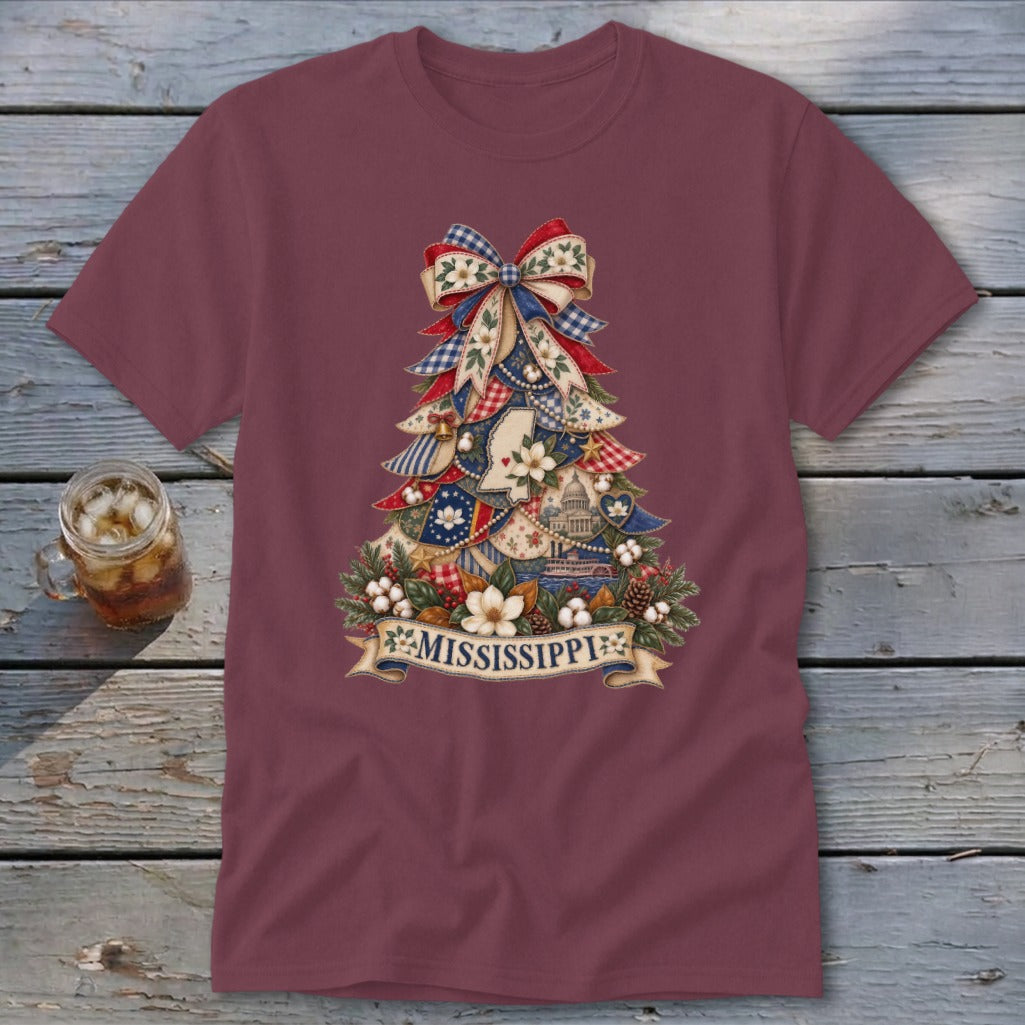 Mississippi Faux Patchwork Christmas Tree Classic Tee