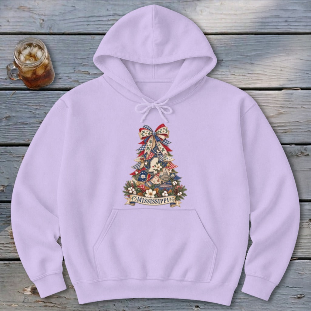 Mississippi Faux Patchwork Christmas Tree Hoodie