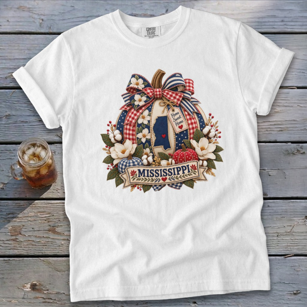 Mississippi Faux Patchwork Pumpkin Signature Tee