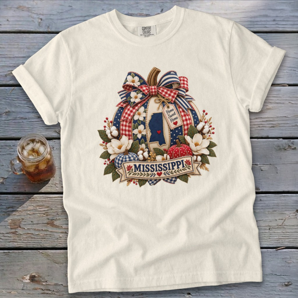 Mississippi Faux Patchwork Pumpkin Signature Tee