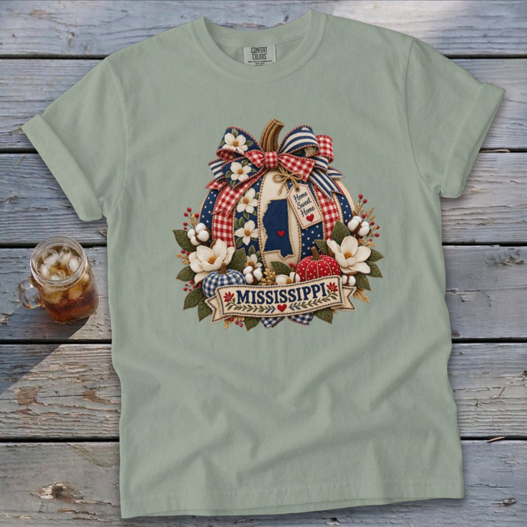 Mississippi Faux Patchwork Pumpkin Signature Tee