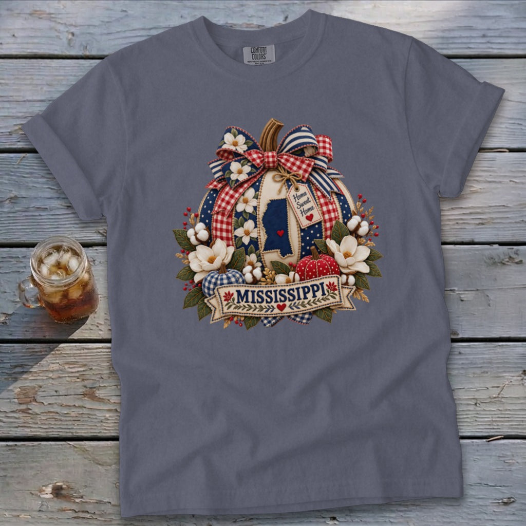 Mississippi Faux Patchwork Pumpkin Signature Tee