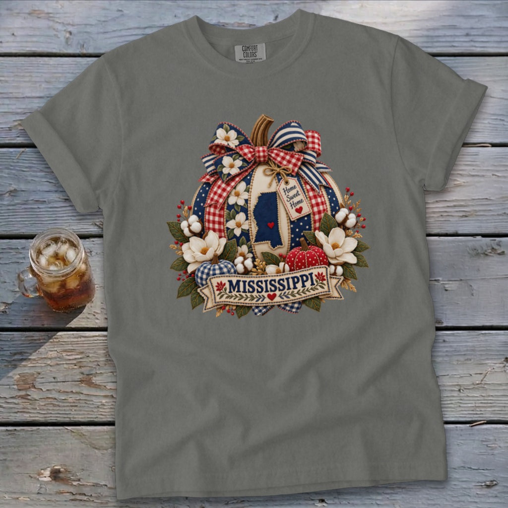 Mississippi Faux Patchwork Pumpkin Signature Tee
