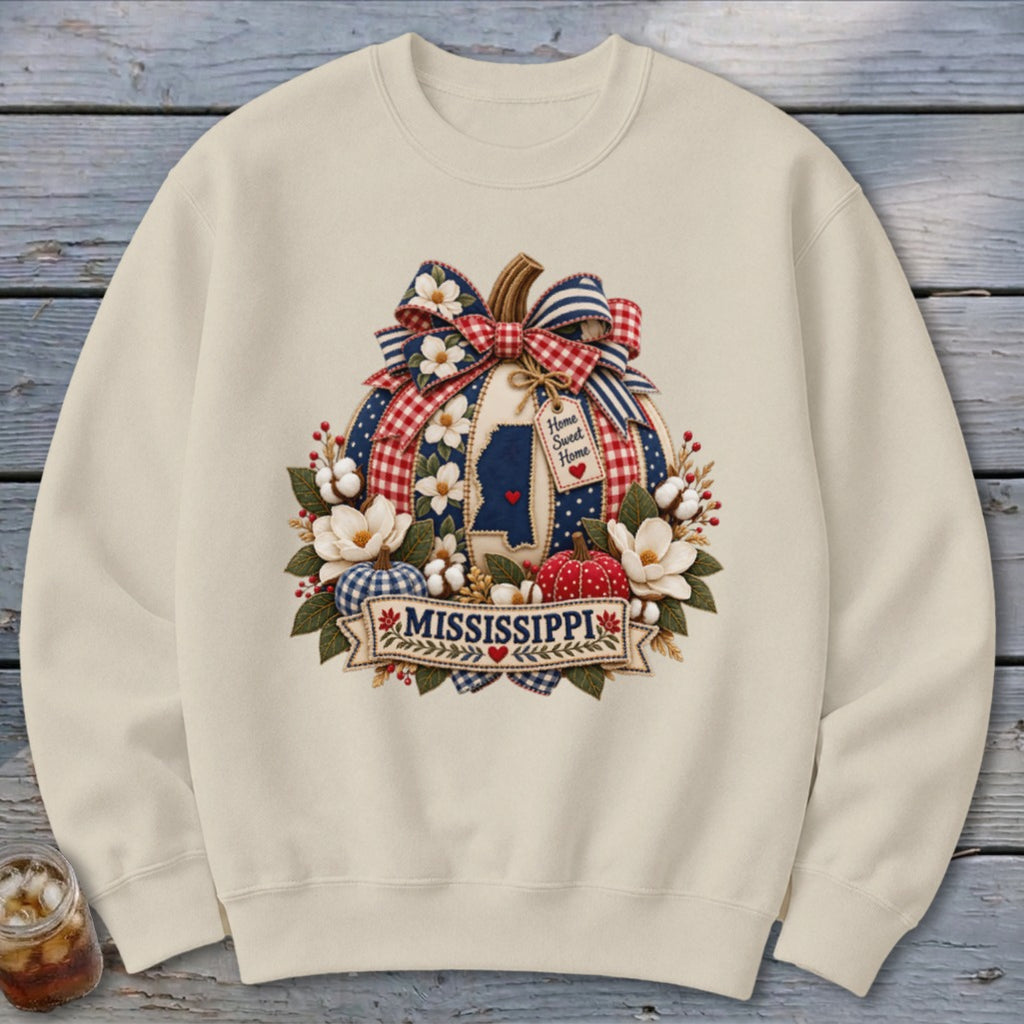 Mississippi Faux Patchwork Pumpkin Sweatshirt