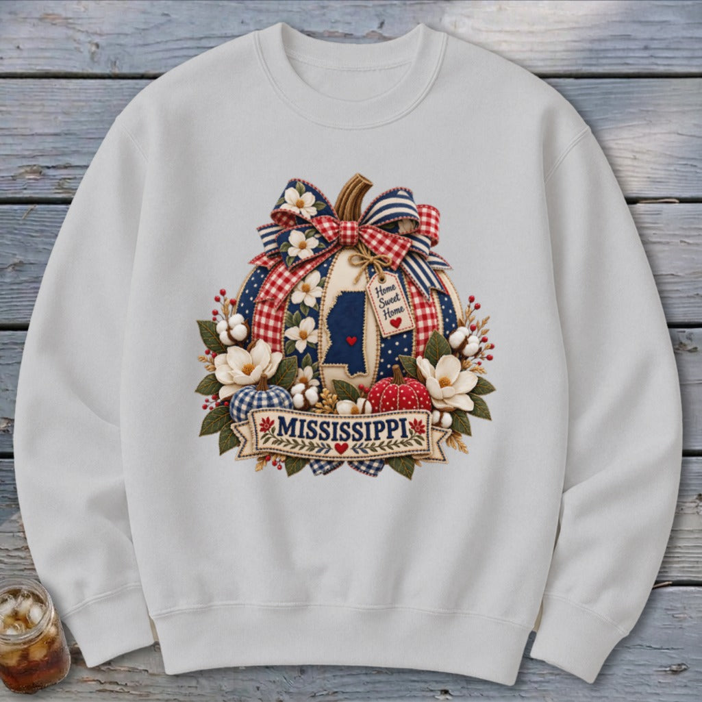 Mississippi Faux Patchwork Pumpkin Sweatshirt