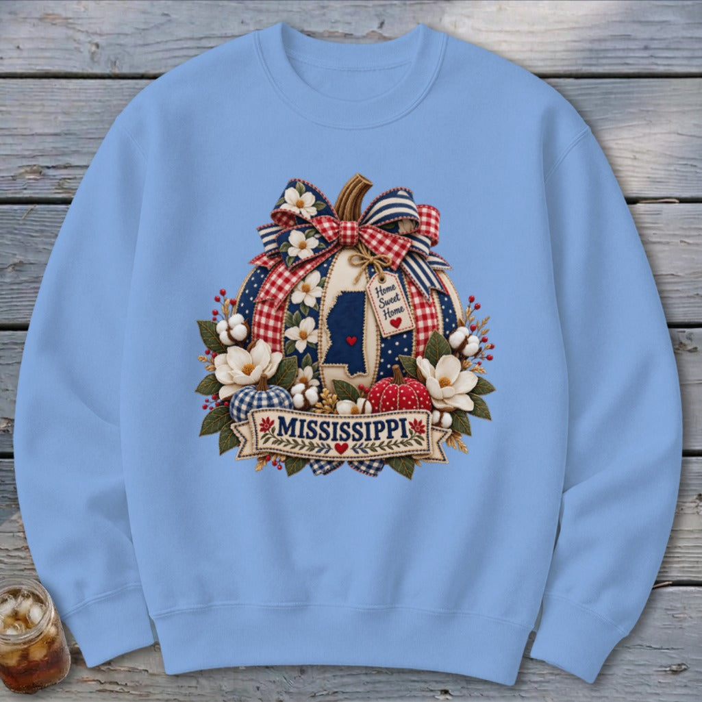 Mississippi Faux Patchwork Pumpkin Sweatshirt