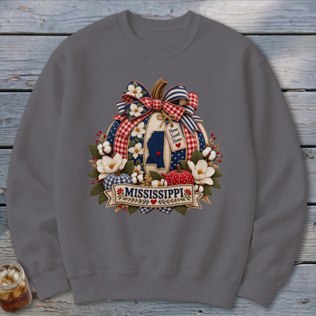 Mississippi Faux Patchwork Pumpkin Sweatshirt
