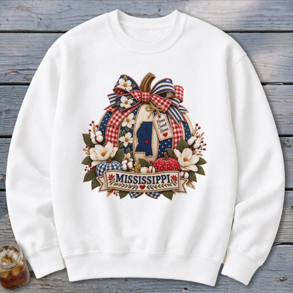 Mississippi Faux Patchwork Pumpkin Sweatshirt