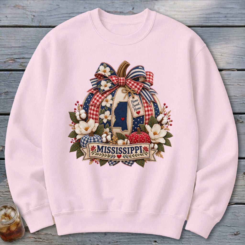 Mississippi Faux Patchwork Pumpkin Sweatshirt