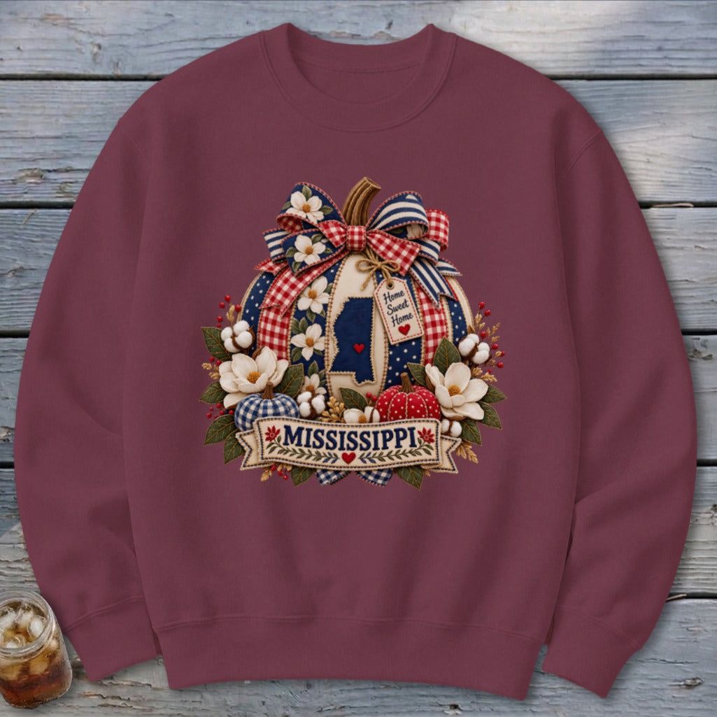 Mississippi Faux Patchwork Pumpkin Sweatshirt