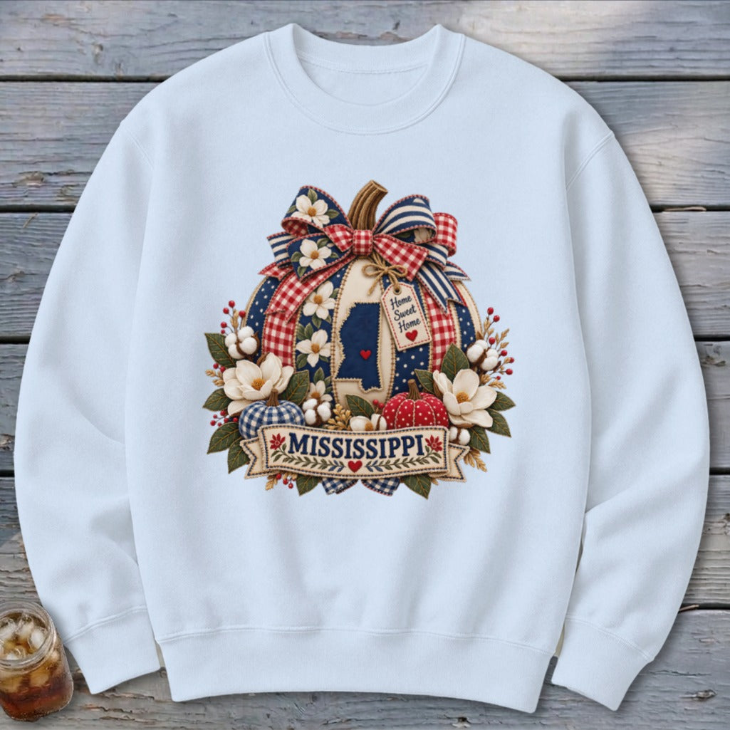 Mississippi Faux Patchwork Pumpkin Sweatshirt