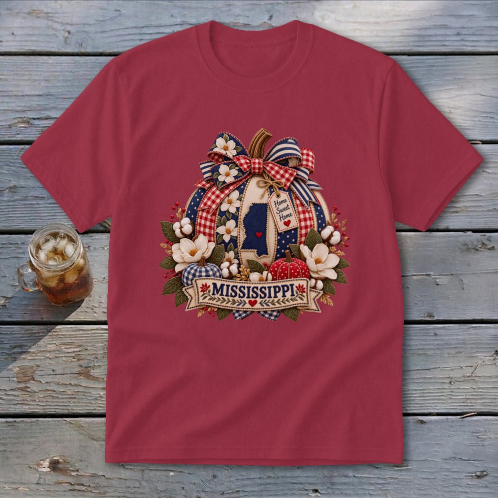 Mississippi Faux Patchwork Pumpkin Youth Tee