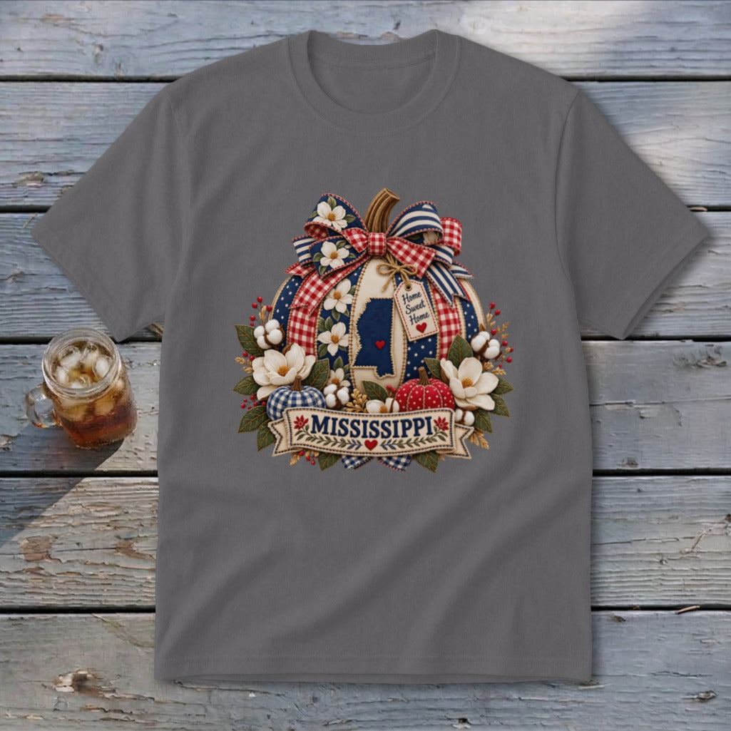 Mississippi Faux Patchwork Pumpkin Youth Tee