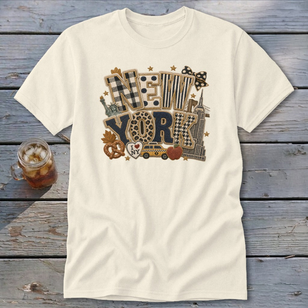 New York Faux Chenille Fall Patch Classic Tee