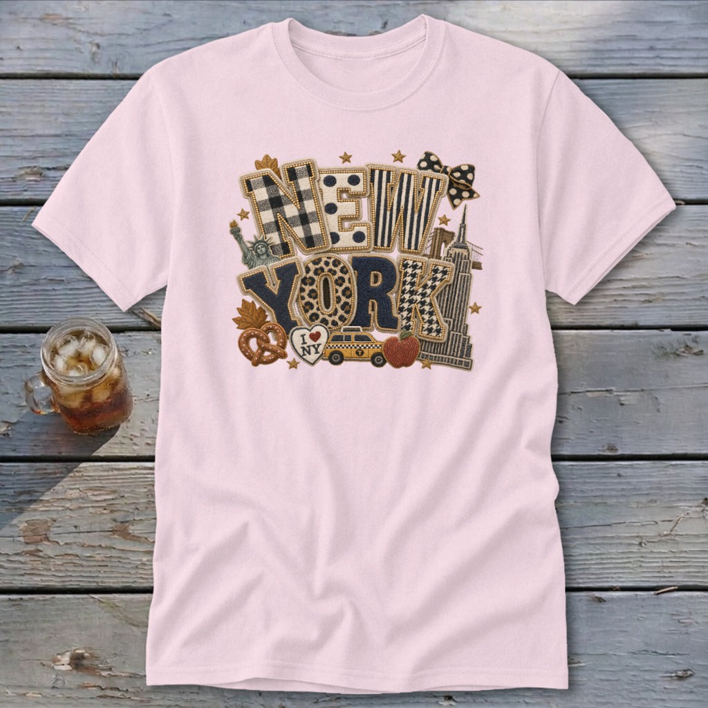 New York Faux Chenille Fall Patch Classic Tee