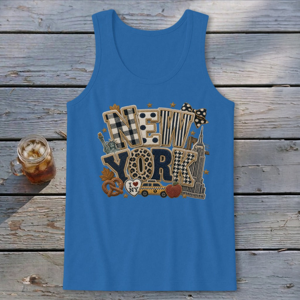 New York Faux Chenille Fall Patch Tank Top