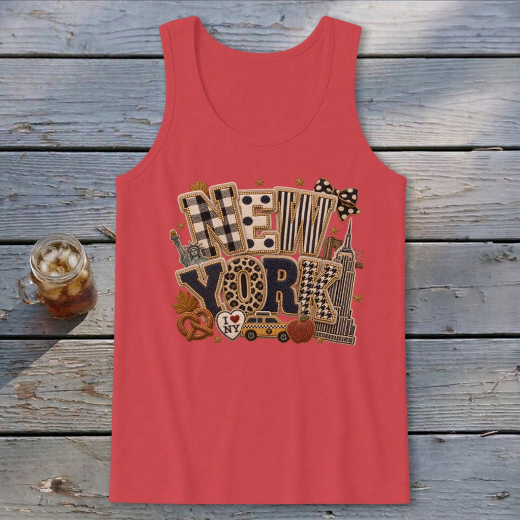 New York Faux Chenille Fall Patch Tank Top