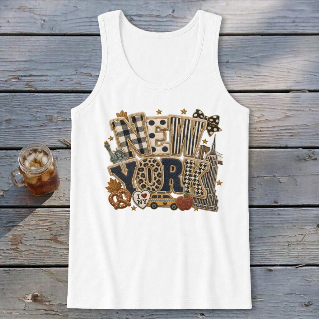 New York Faux Chenille Fall Patch Tank Top