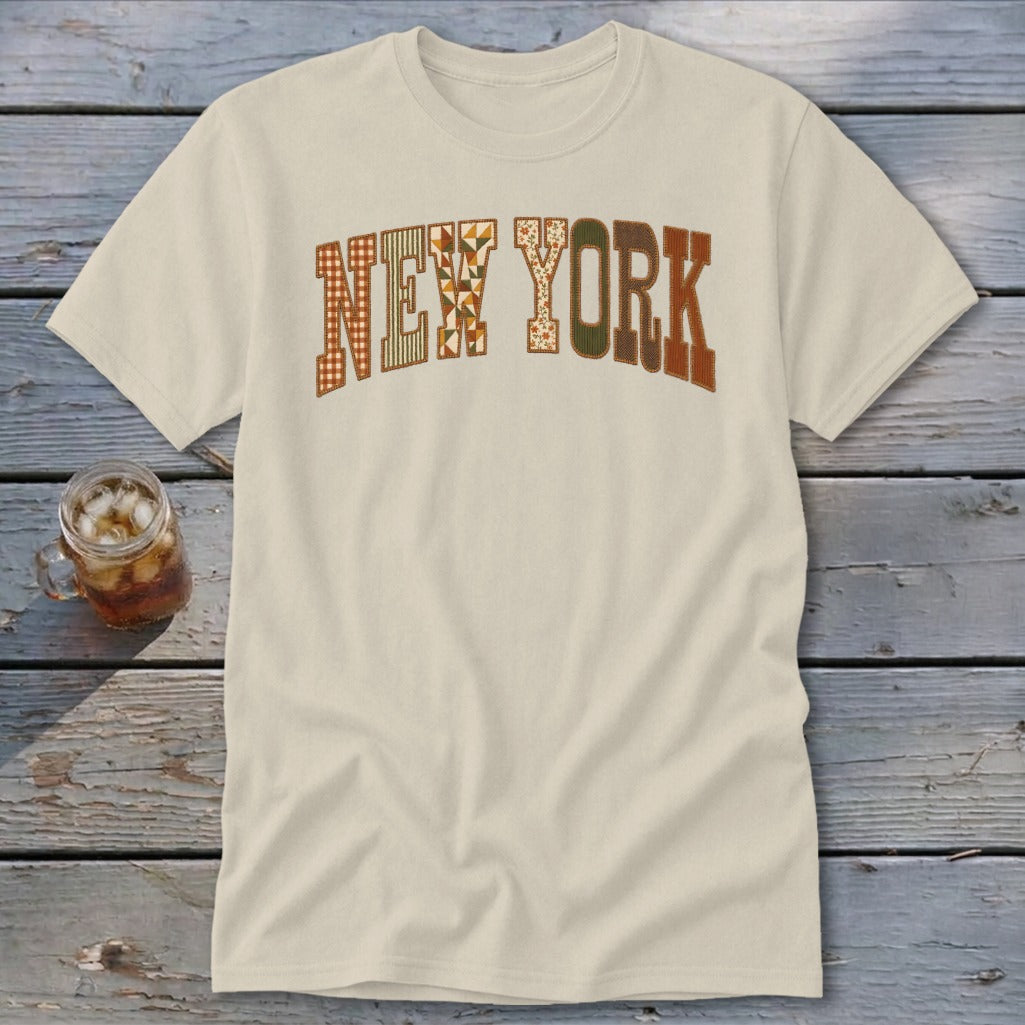 New York Faux Embroidery Letters Classic Tee