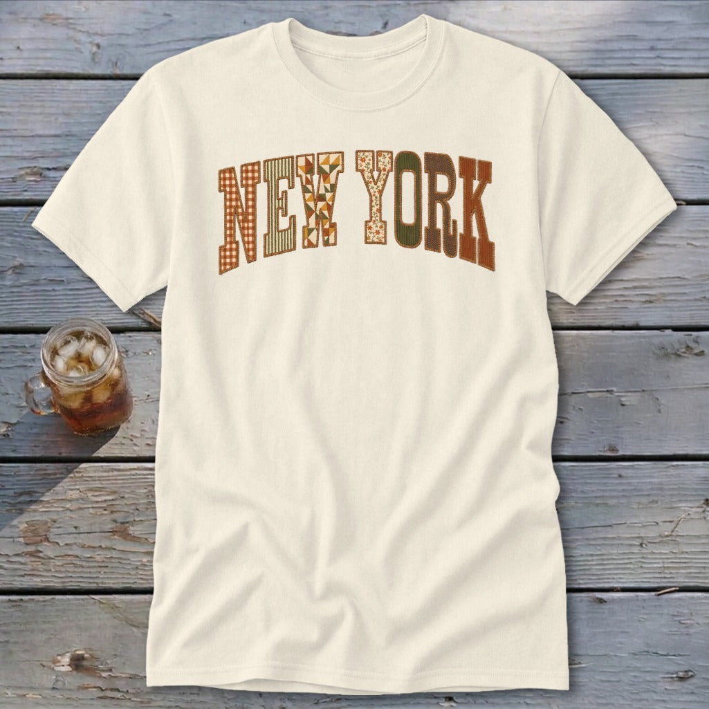 New York Faux Embroidery Letters Classic Tee
