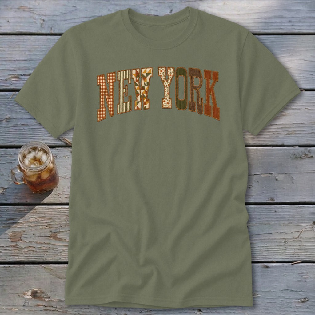 New York Faux Embroidery Letters Classic Tee