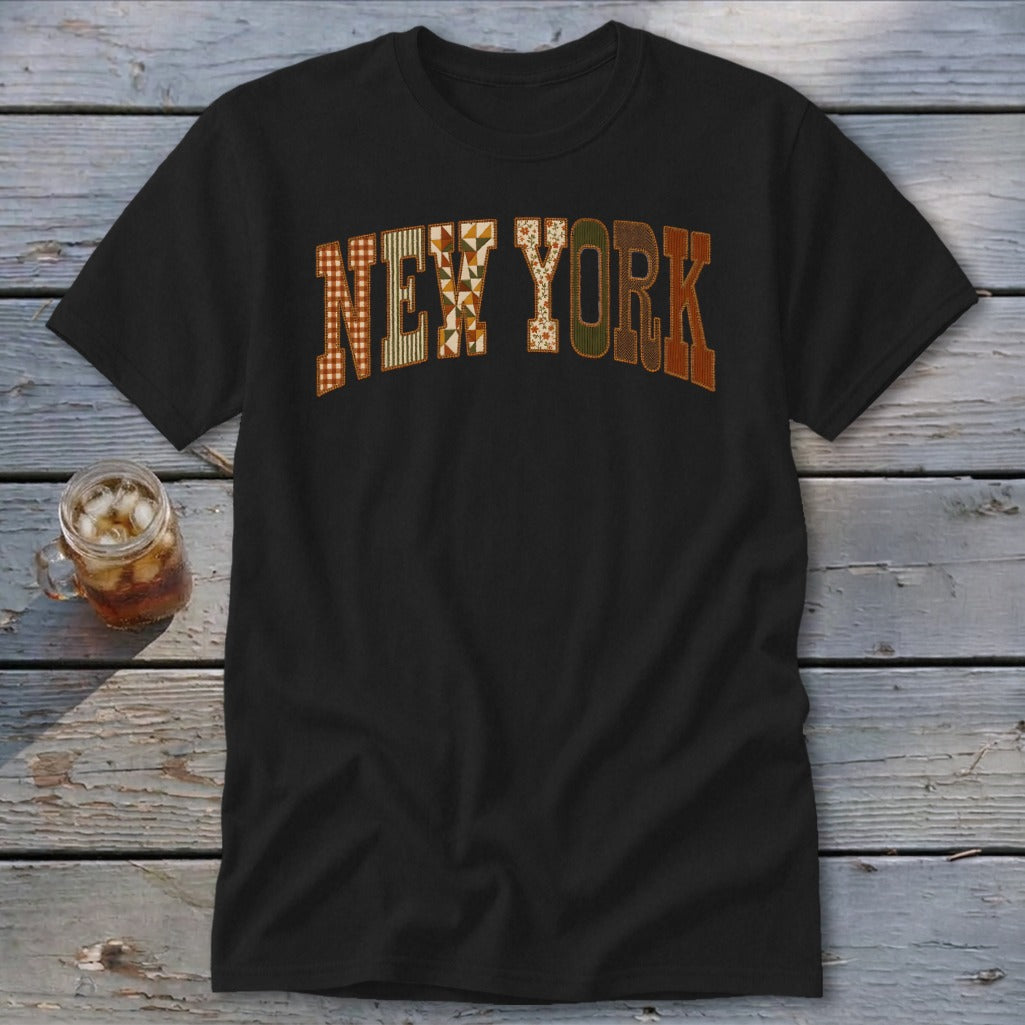 New York Faux Embroidery Letters Classic Tee
