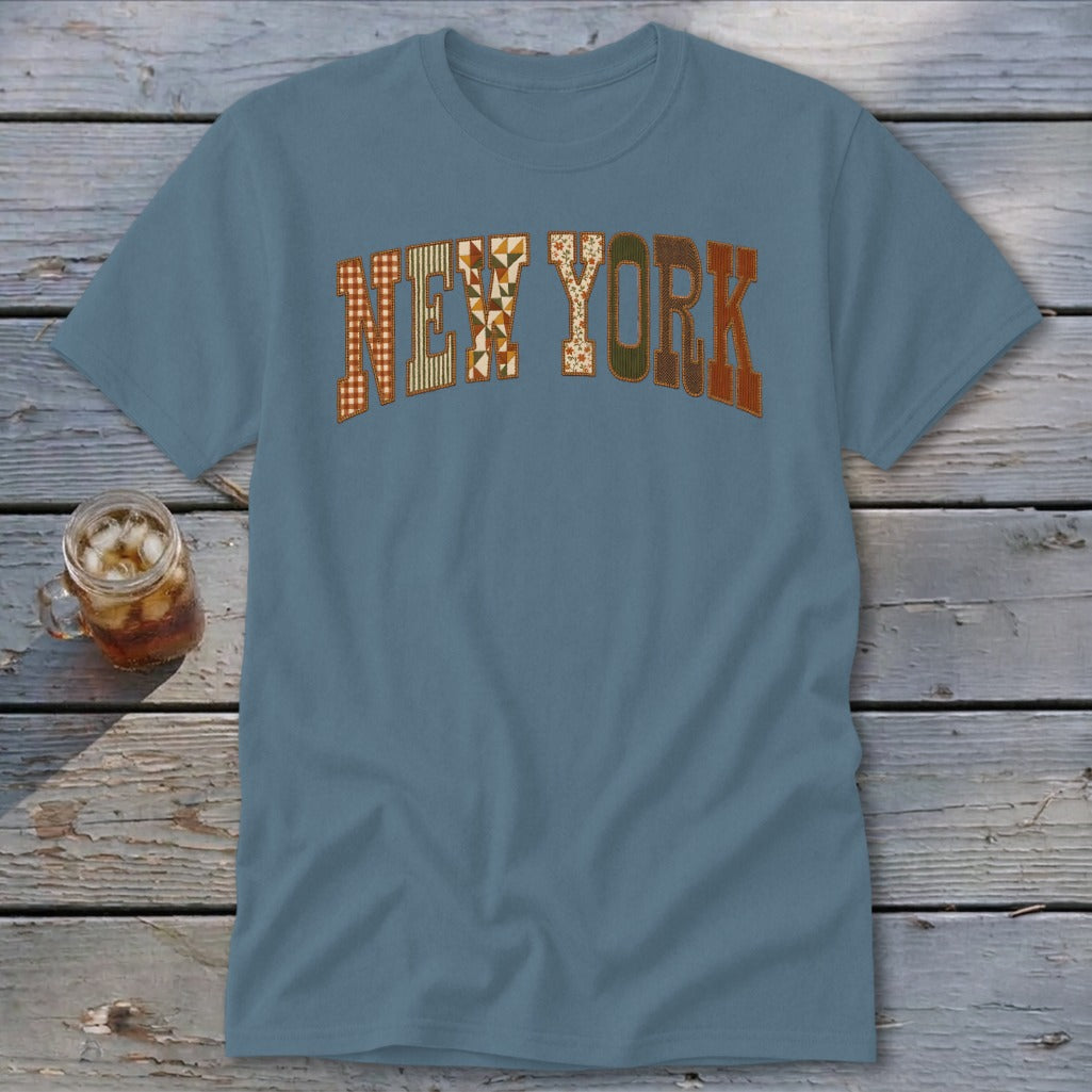 New York Faux Embroidery Letters Classic Tee