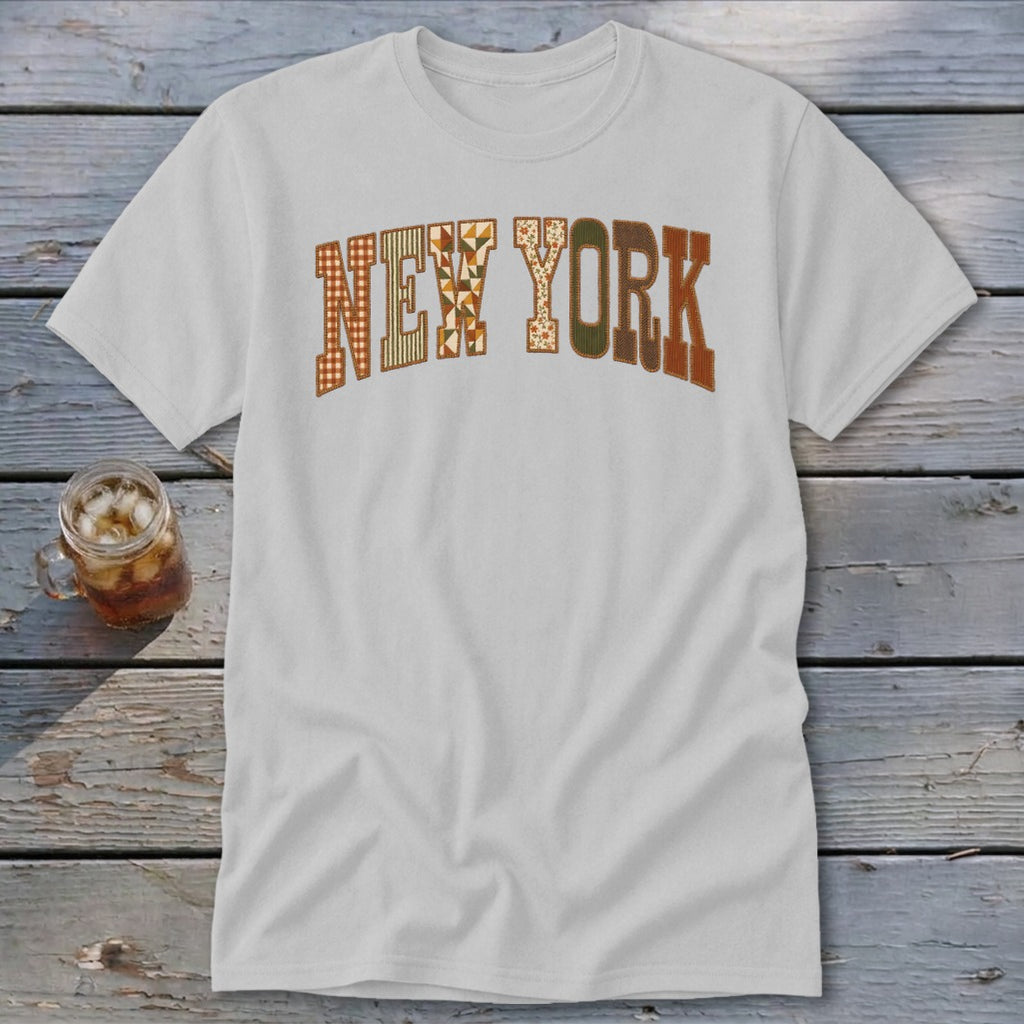 New York Faux Embroidery Letters Classic Tee