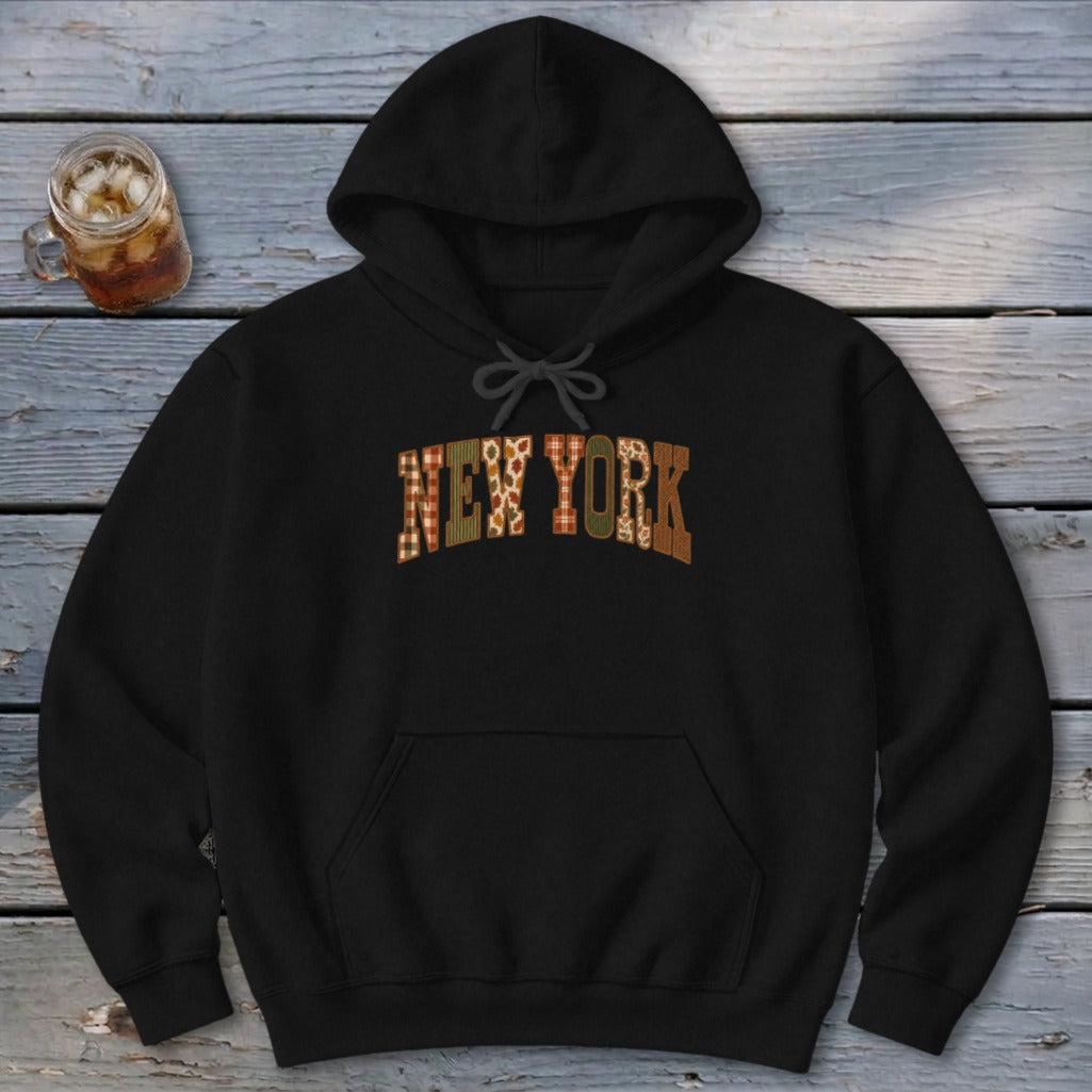 New York Faux Embroidery Letters Hoodie