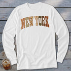 New York Faux Embroidery Letters Long Sleeve Tee