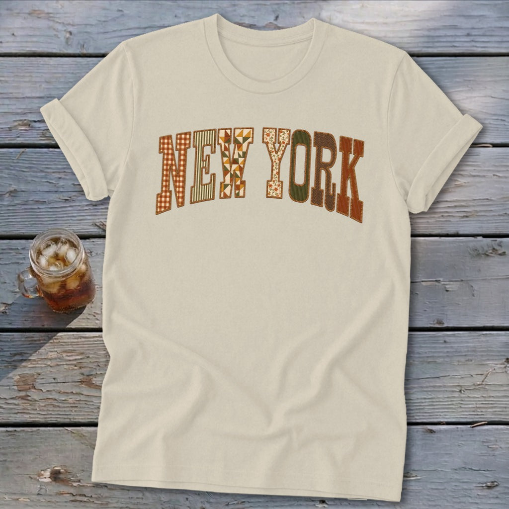New York Faux Embroidery Letters Softstyle Tee
