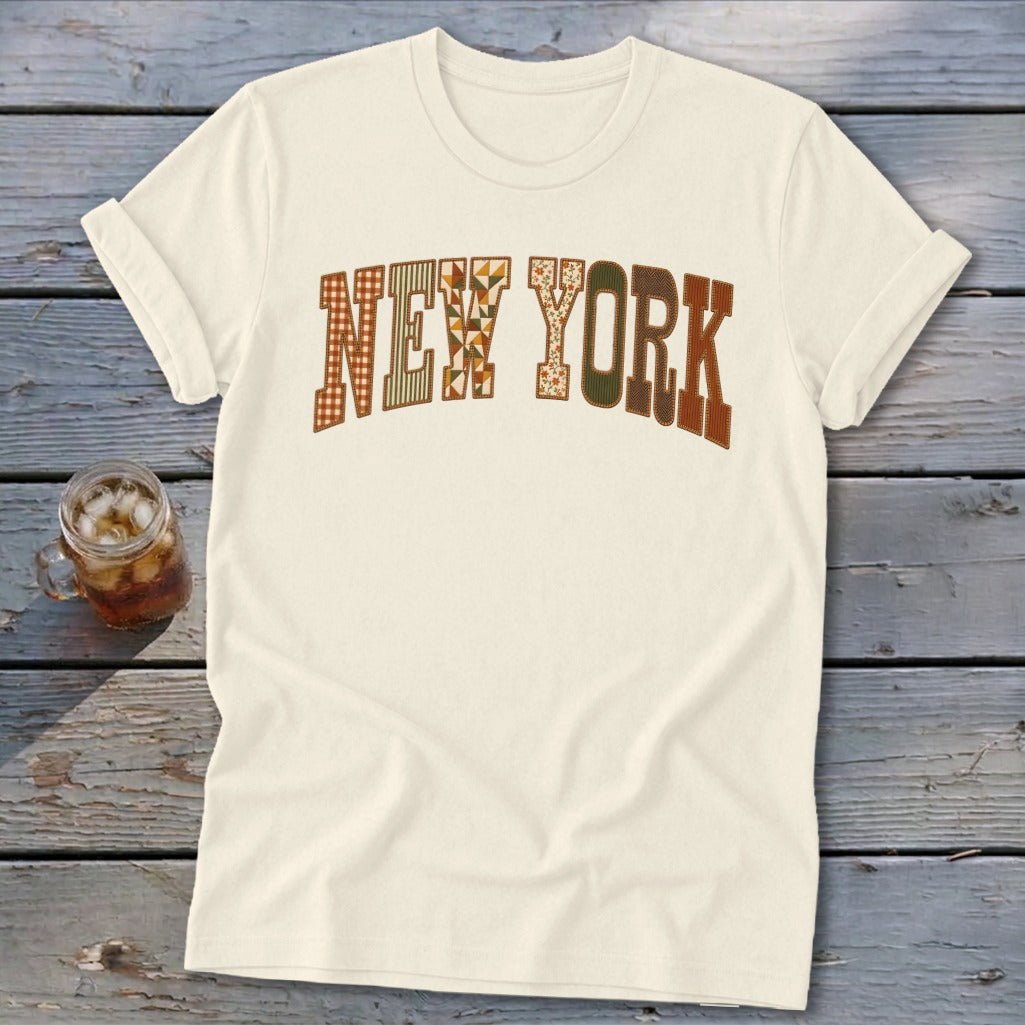 New York Faux Embroidery Letters Softstyle Tee