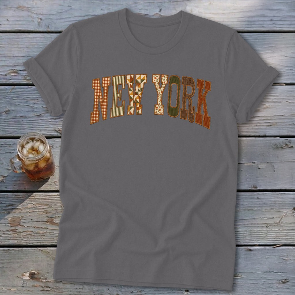 New York Faux Embroidery Letters Softstyle Tee