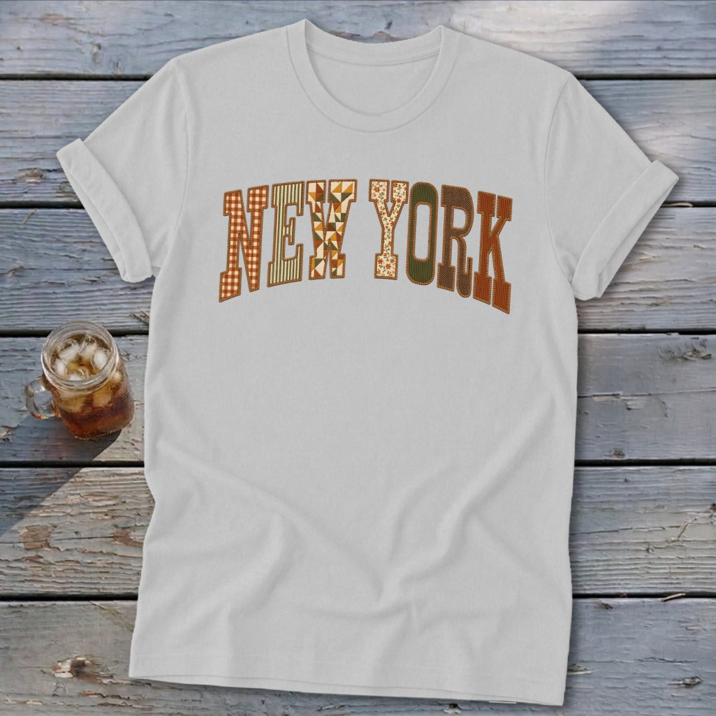 New York Faux Embroidery Letters Softstyle Tee