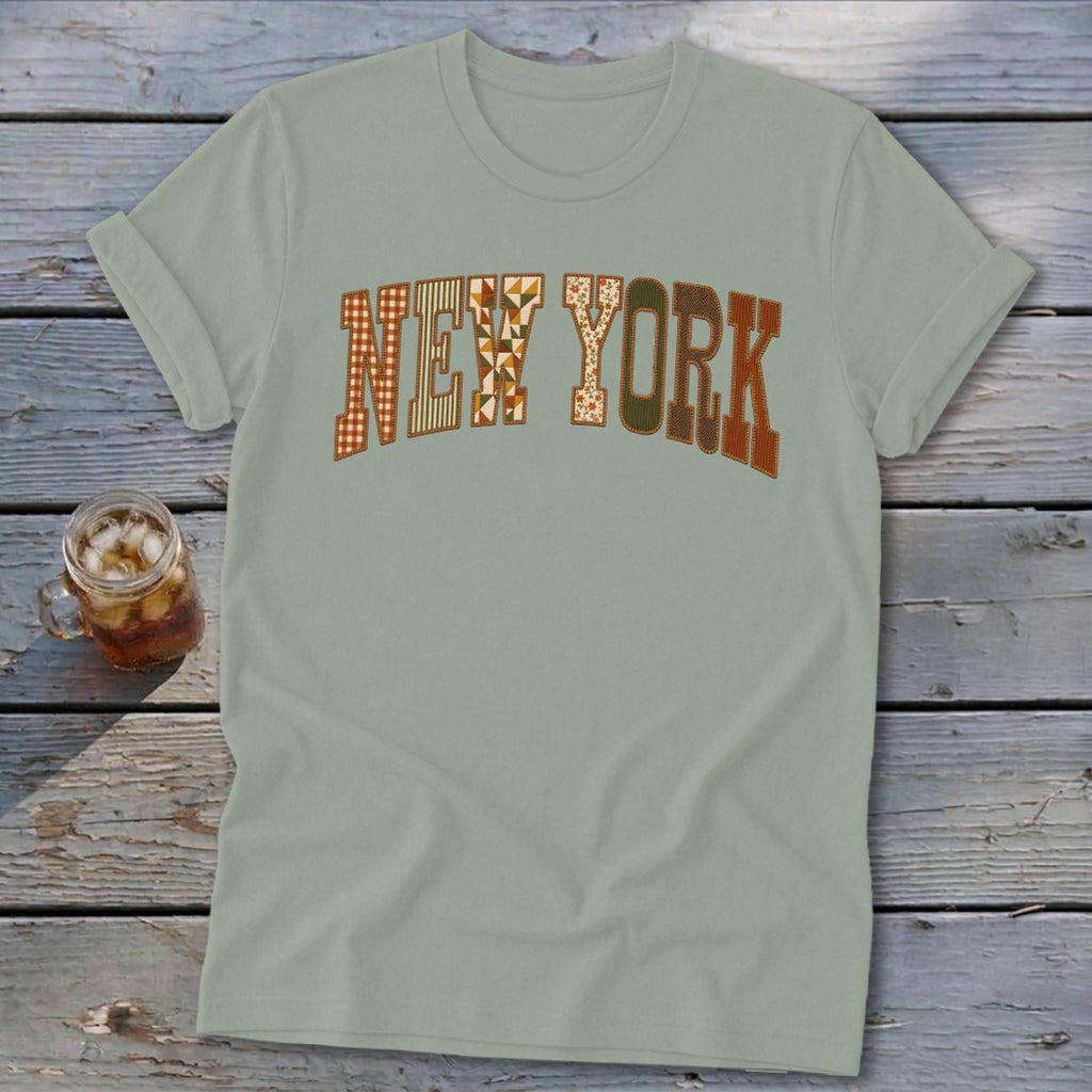 New York Faux Embroidery Letters Softstyle Tee