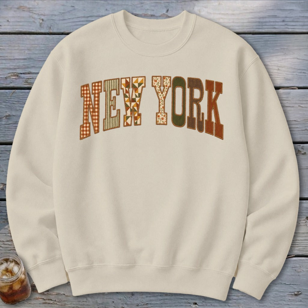 New York Faux Embroidery Letters Sweatshirt