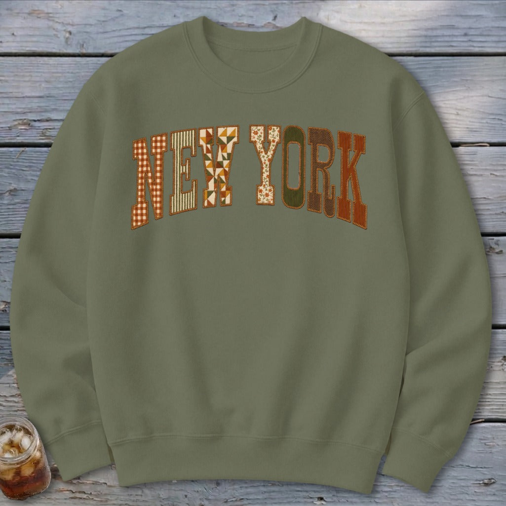 New York Faux Embroidery Letters Sweatshirt