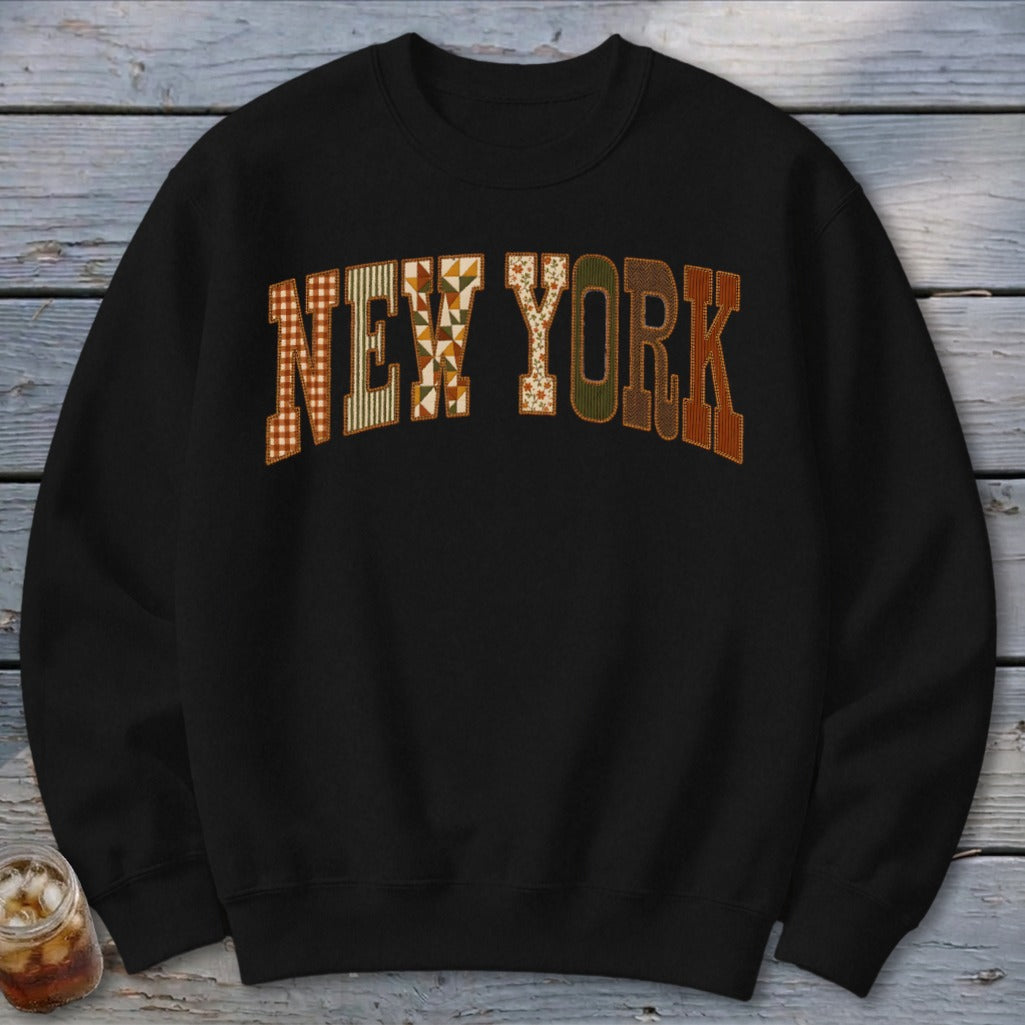 New York Faux Embroidery Letters Sweatshirt