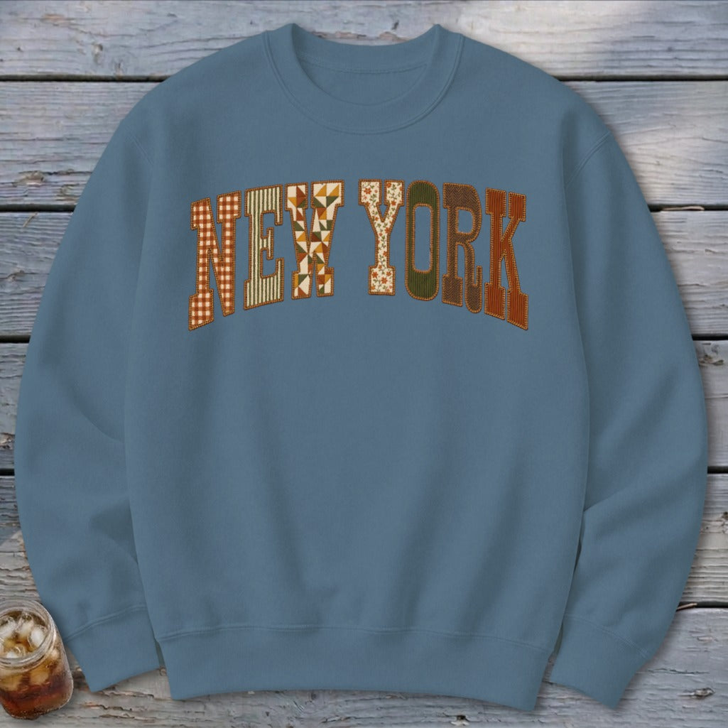 New York Faux Embroidery Letters Sweatshirt