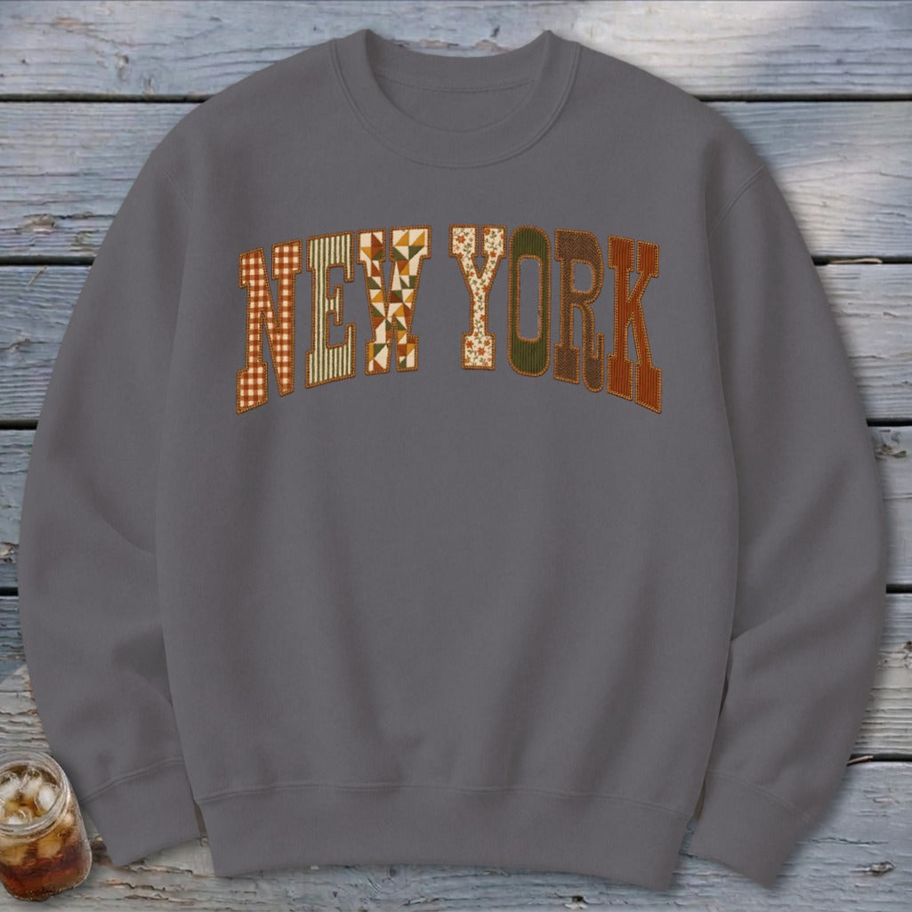 New York Faux Embroidery Letters Sweatshirt