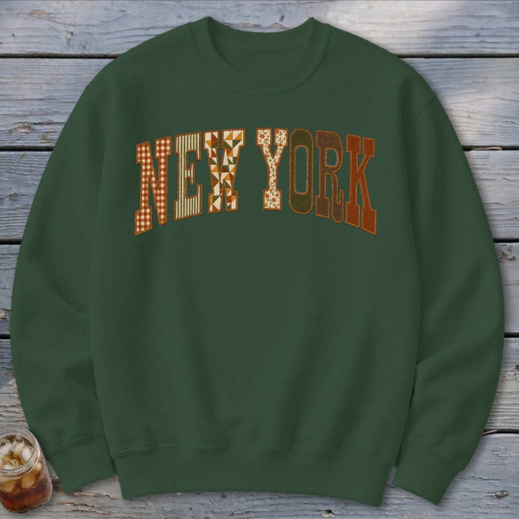 New York Faux Embroidery Letters Sweatshirt