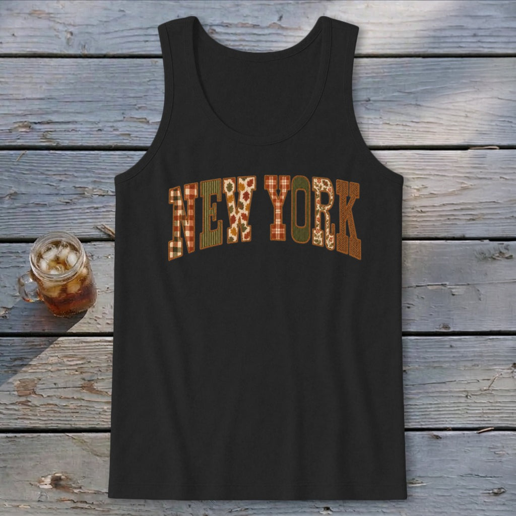 New York Faux Embroidery Letters Tank Top