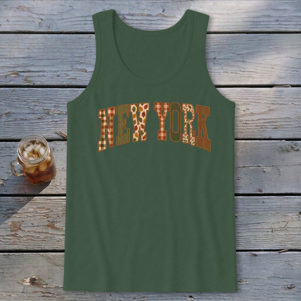 New York Faux Embroidery Letters Tank Top